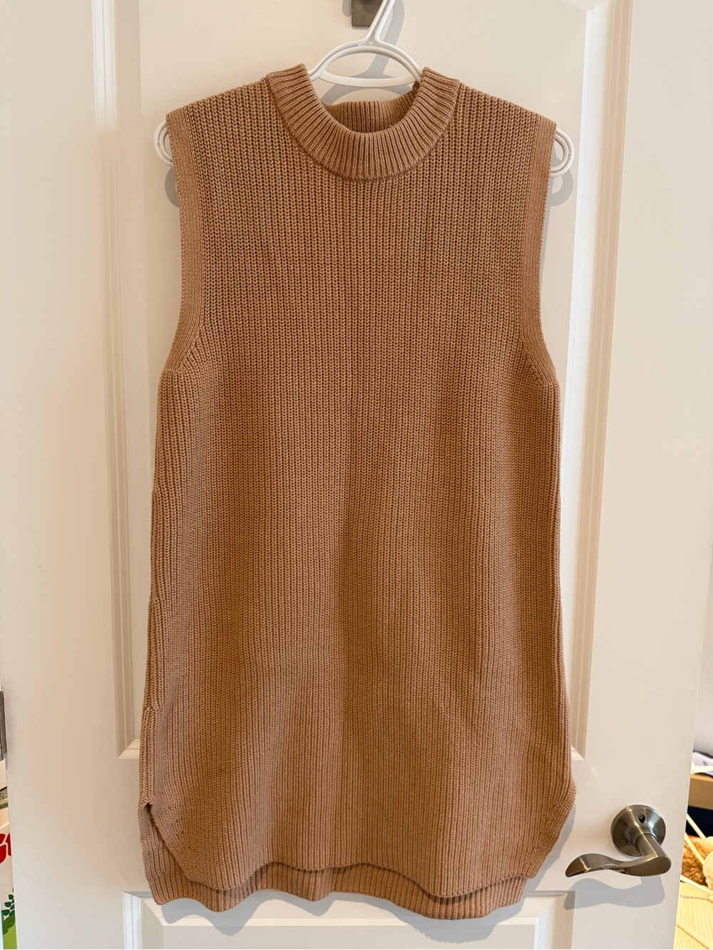 H&M Sleeveless Ribbed Mock Neck Tunic - Camel Brown